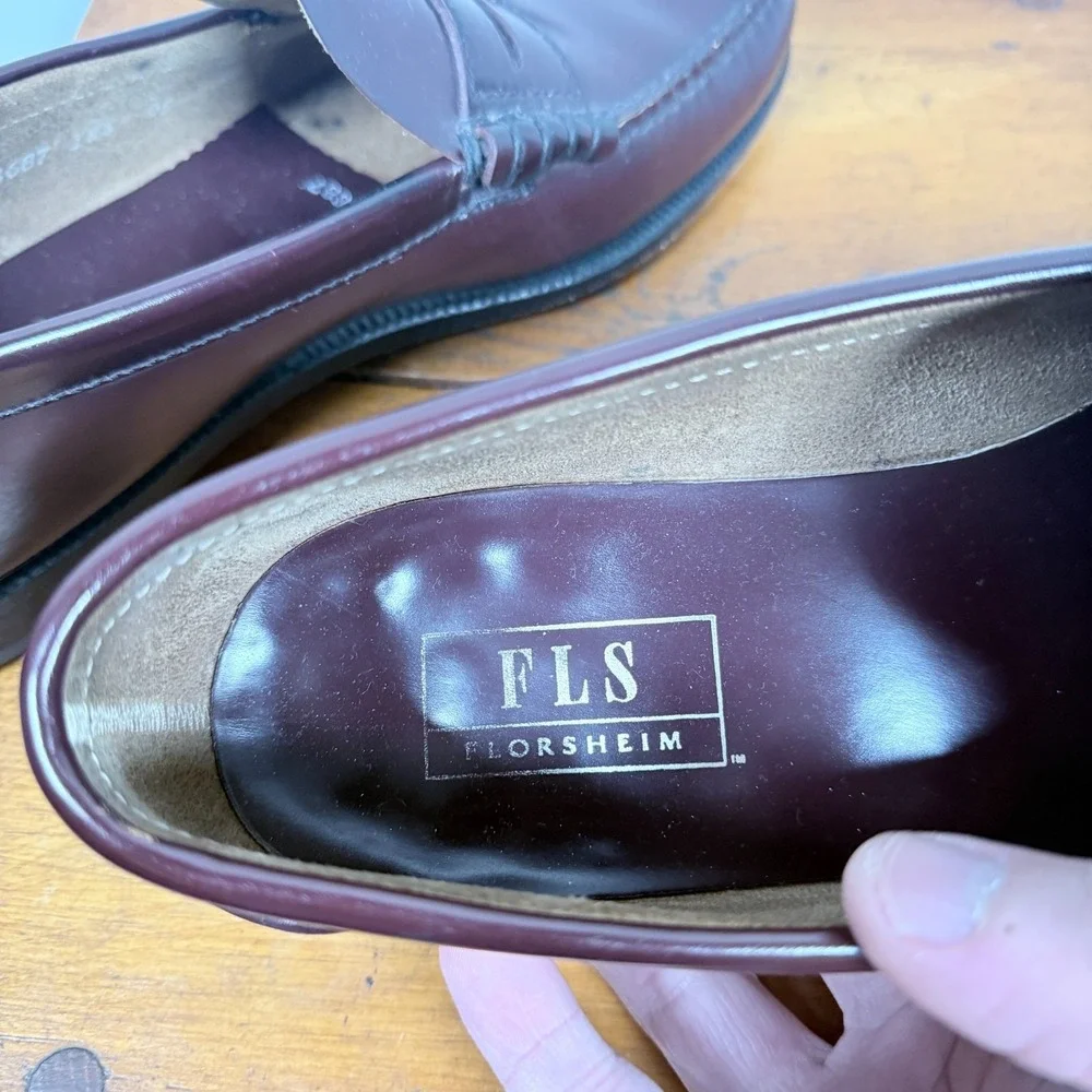 FLORSHEIM FLS Berkeley Classic Penny Loafers Rich Dark Brown Leather Mens - 9 D